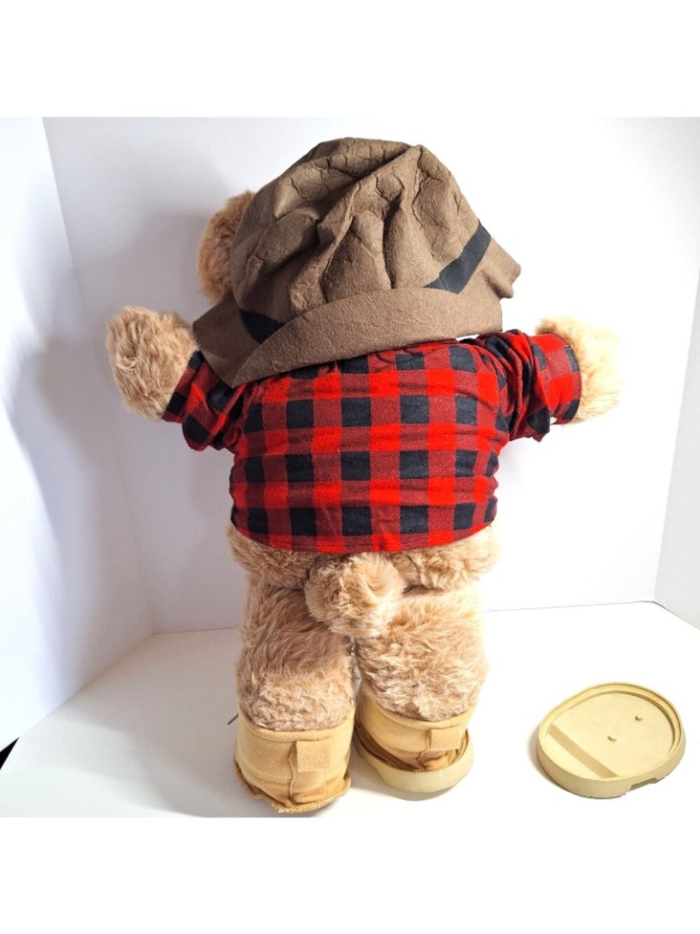 Vintage Furskins Farrell Plush Bear 80s Red Black Plaid Shirt Bowtie Hat Boots - Picture 4 of 8